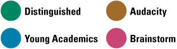 IAS funding instrument color code: Distinguished, Audacity, Young Academics, Brainstorm